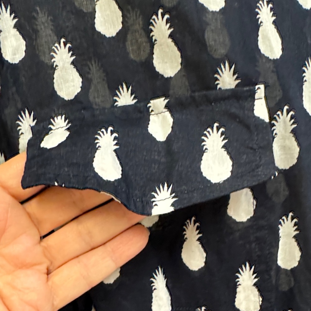 Talbots Dark Blue Pineapple Pattern Blouse - image 3